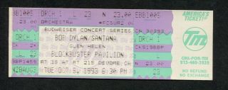 Bob Dylan Santana 1993 San Bernardino Ca Concert Ticket World Gone Wrong