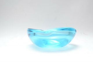 Mid Century Vintage Teal Murano Italian Art Glass Bowl / Ashtray 2