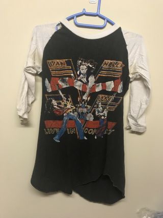 Vintage Van Halen Live In Concert 1980 Baseball T Shirt Tee Medium Fantasy Rips