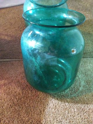 Blenko Glassblown Vintage Handmade Turquoise Aqua Blue Green Large Vase