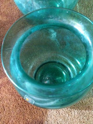 Blenko glassblown vintage handmade Turquoise Aqua Blue Green Large Vase 2