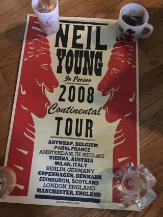 Rare Neil Young Hatch Show Print 2007 Continental Tour Poster Europe
