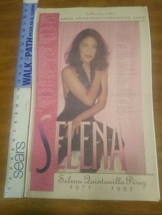 Selena Quintanilla Amor Prohibido Forbidden Lovel Lyric Poster Sa Express Rare