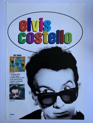 1994 Elvis Costello Get Happy & Trust Promotional Rock Poster 24” X 36”