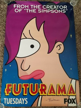 Turanga Leela Futurama Promo Poster Signed By Bill Morrison Fox 1999 Ultra Rare