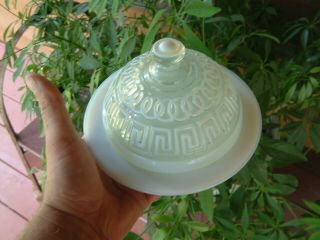 Opalescent 1892 Eapg Nickle Plate Glass Co Greek Key And Loop Butter Dish