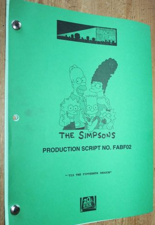 The Simpsons Rare Tv Series Show Script Episode Tis The Fifteenth Season