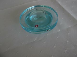 Iittala Light Blue Art Glass Tea Candle Holder Made In Finland