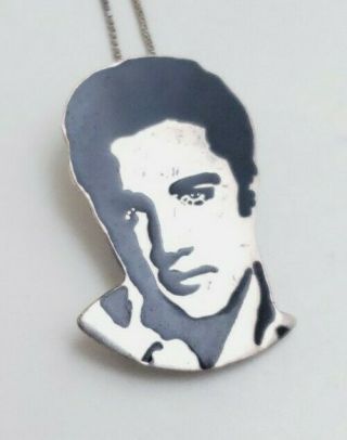 Vintage Sterling Silver Love Him Tender Elvis Presley Pin Necklace Combo