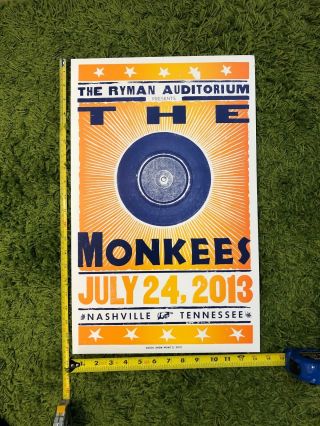 2013 The Monkees Hatch Show Print Poster Ryman Auditorium Nashville