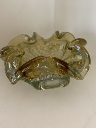 Vintage Murano Venetian Silver Leaf Art Glass Bowl Dish Mid Century Barovier?