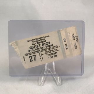 Quiet Riot Augusta Richmond County Civic Ga Concert Ticket Stub Vtg Dec 27 1984