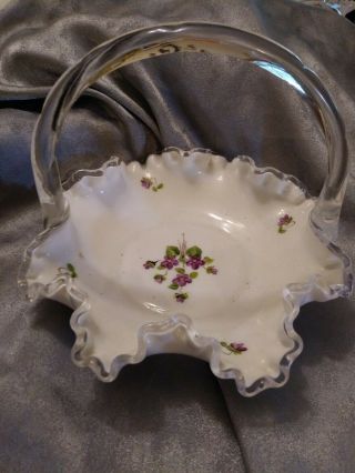 Vintage Fenton Silvercrest Violets In The Snow Bride 