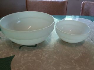 2 Vintage Anchor Hocking Fire King White Milk Glass Nesting Mixing Bowls