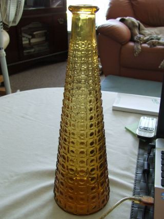 Amber Tall Italian Glass Vase 13 " High 4 " Base With Bubbly Glass Pattern
