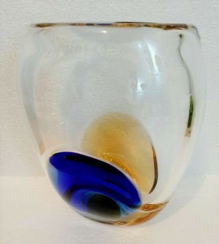 Elegant Czech Art Glass Vase Designed By Frantisek Zemek For Mstisov Circa1950 