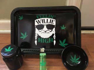 Willie Nelson Rolling Tray Set