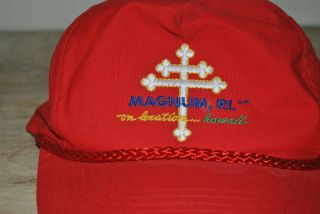 VINTAGE Magnum P.  I.  On Location Hawaii Red Baseball Cap Hat / Tom Selleck 