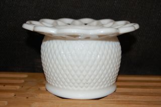 Imperial Glass Milkglass Bowl/planter - Laced Edge - 3 1/2 Inches Tall