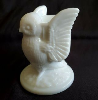 Vintage Westmoreland Milk Glass Owl Figurine Toothpick Match Holder Art 2