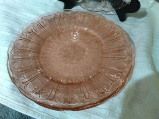 Vintage Pink Depression Glass Dinner Plates Cherry Pattern 9 Inches 4 Plates
