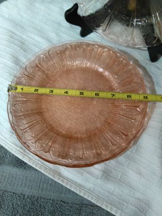 Vintage Pink Depression Glass Dinner Plates Cherry Pattern 9 Inches 4 Plates 3