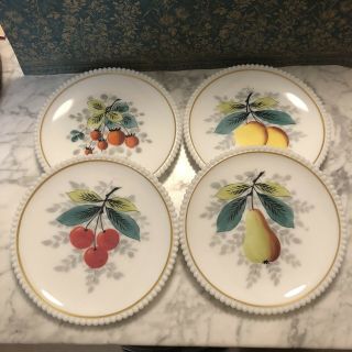 Vintage Westmoreland Hand Painted Milk Glass Dessert Plates