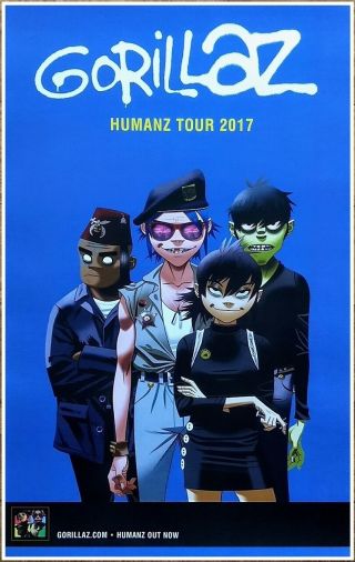 Gorillaz Humanz Tour 2017 Ltd Ed Rare Poster,  Rock Hip - Hop Pop Poster