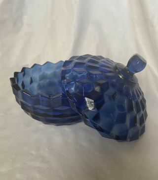 Fostoria American Cobalt Blue Glass Candy Dish Bowl with Lid 5 