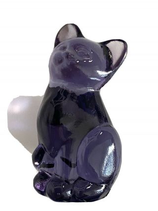 Fenton Purple Glass Cat Figurine.