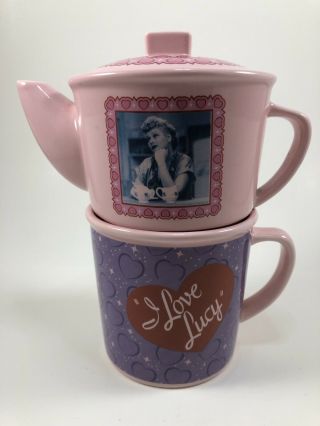 Retired Vintage Vandor I Love Lucy Ceramic Teapot & Teacup Set Mug Memorabilia