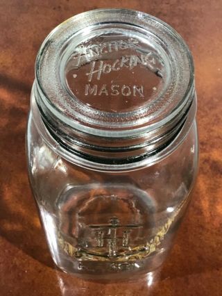 Vintage Anchor Hocking Quart Clear Jar Two Anchor Hocking Glass Seals 3 - 23 - 43
