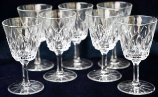 7 Vintage Retro Glass Crystal Pressed Diamond Pattern Sherry Glasses