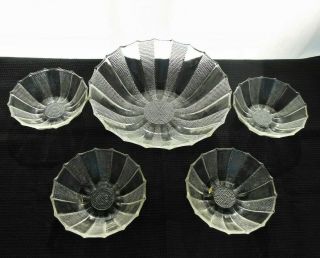 Jeannette Glass Clear Dewdrop Berry Bowl Set