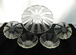 Jeannette Glass Clear Dewdrop Berry Bowl Set 2