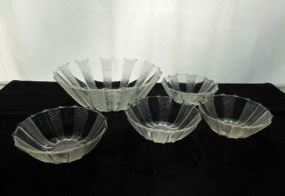 Jeannette Glass Clear Dewdrop Berry Bowl Set 3