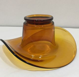 Vintage Amber Colored Glass Cowboy Hat Collectible Hard To Find