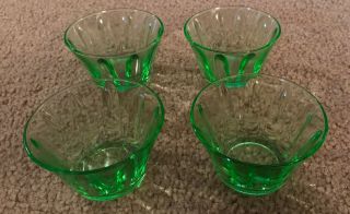 Vintage Green Depression Glass Custard Dishes Set Of 4