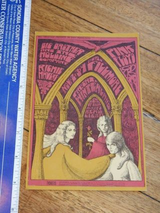 1967 Pink Floyd Big Brother Fillmore Concert Postcard Bg - 91 Bonnie Maclean Art