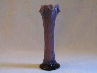 Vintage Fenton Purple Amethyst Opalescent Reverse Drapery Boggy Bayou 10.  2” Vase
