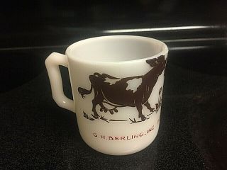 1940 ' s Bond Hill Dairy Co.  G.  H.  Berling MILK GLASS MUG.  C is for Cow.  Offset 2