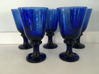 Libbey Large Flare Water Goblets - Cobalt Blue - Set Of 5