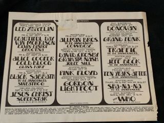 Bill Graham Presents - Vintage Mailer - Play Bill - Led Zeppelin & Others - Rare