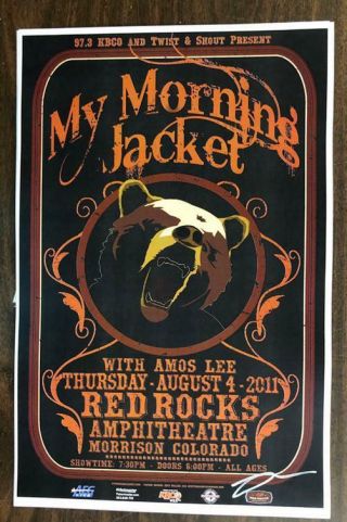 My Morning Jacket 2011 Red Rocks Concert Poster Signed Jeff Miller