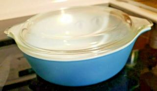Vintage Pyrex Blue Horizon Pattern Casserole Dish With Lid 471 1 Pint