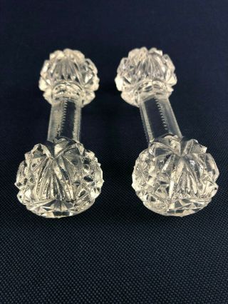 2 Antique Imperial Glass Co.  Pressed Glass Knife Rests Imperial Hobstar C.  1910