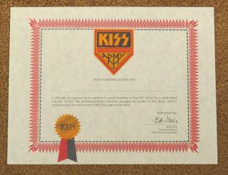 Kiss Army Kit Membership Certificate - Bob Steele Version Aucoin
