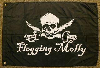 Rare Flogging Molly Black Cloth Textile Poster Pirate Flag 29 " X 44 " 2 Grommets