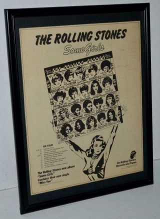 Rolling Stones 1978 Some Girls On Tour W / Dates Framed Promo Poster / Ad
