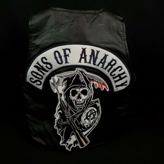 Kids Sons Of Anarchy 2013 Licensed Black Biker Vest Grim Reaper size 6 Zipper 3